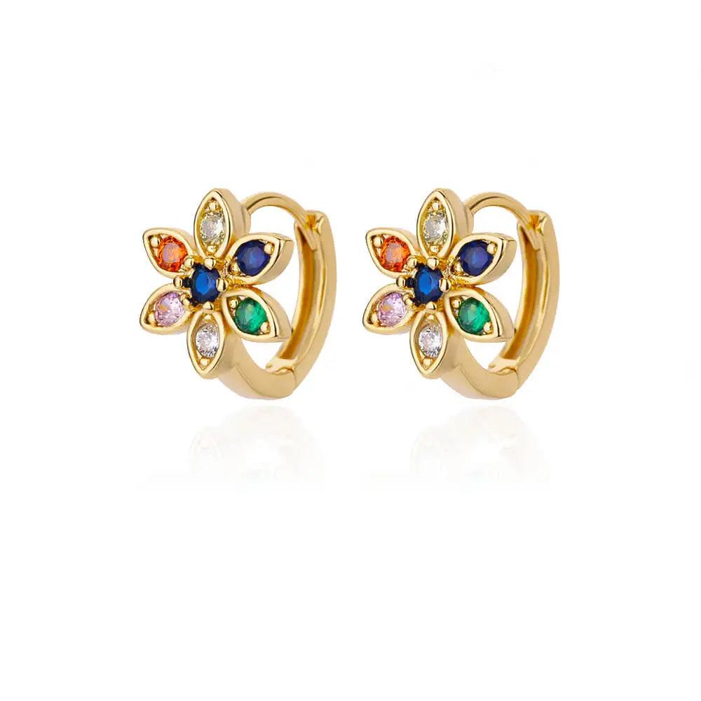 Brincos de Argola com Zircônia Arco-Íris - Luxo e Estilo - Dorelle Joias