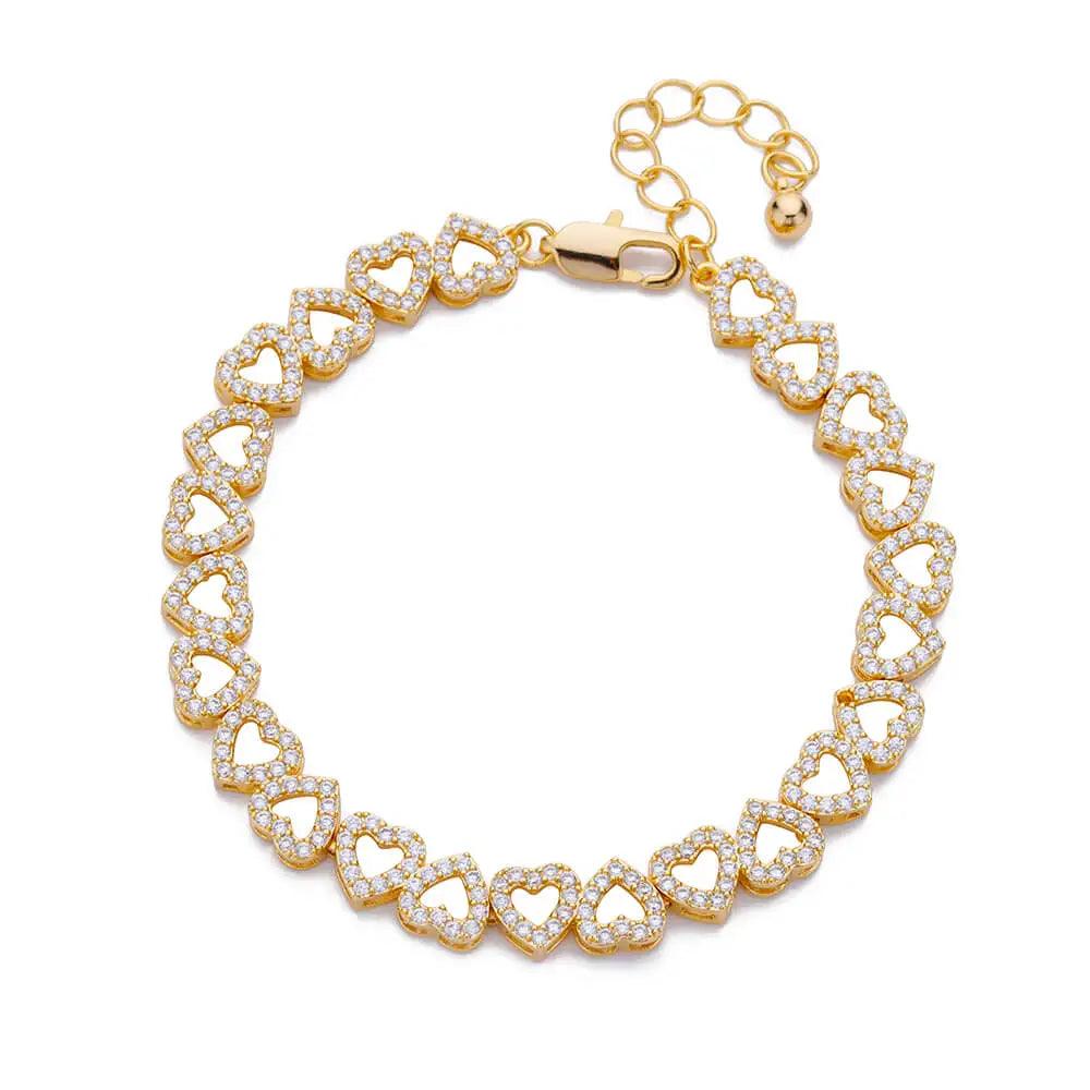 Pulseira de Coração com Zircônia em Aço Inoxidável - Dorelle Joias
