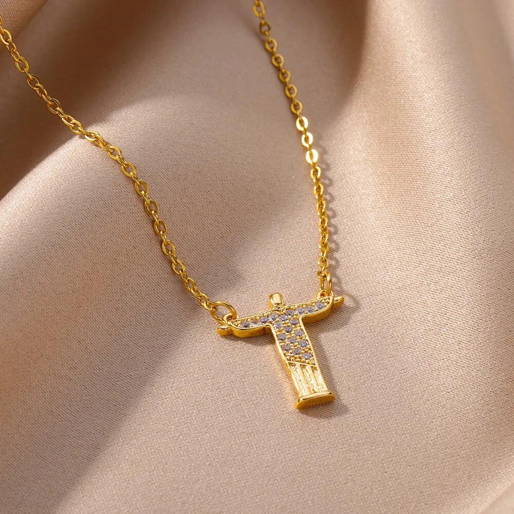Colar Cristo de Zircão Unissex em Aço Inoxidável - Dorelle Joias