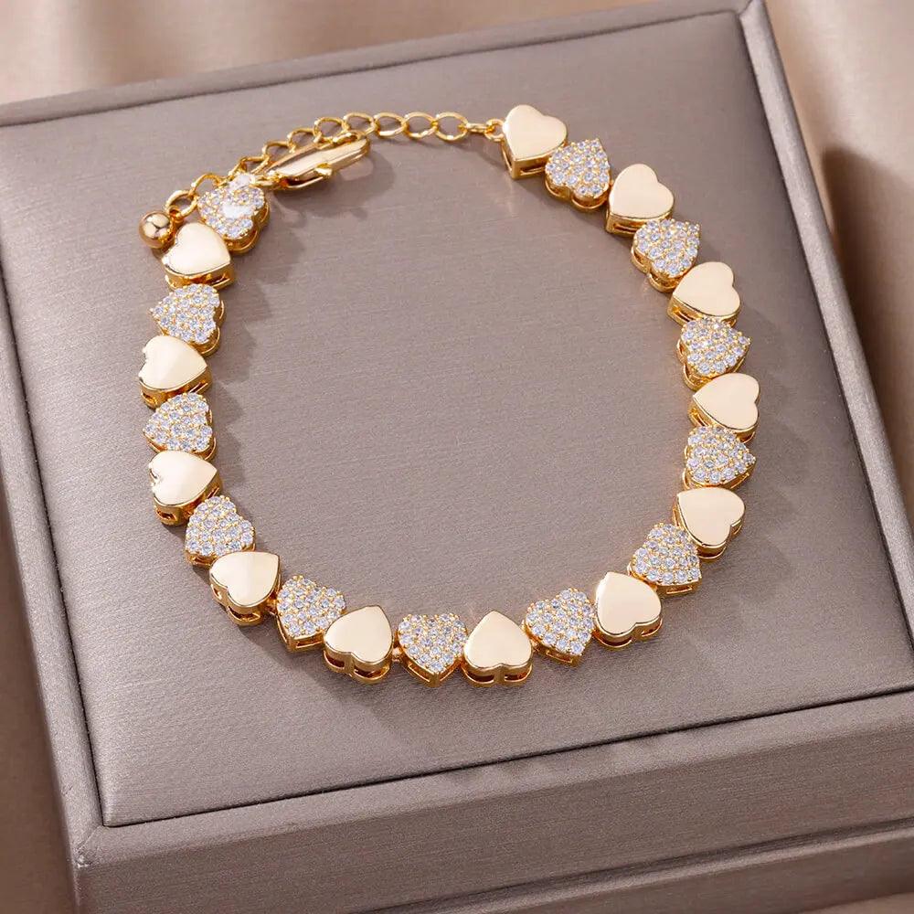 Pulseira de Coração com Zircônia - Luxo e Charme - Dorelle Joias