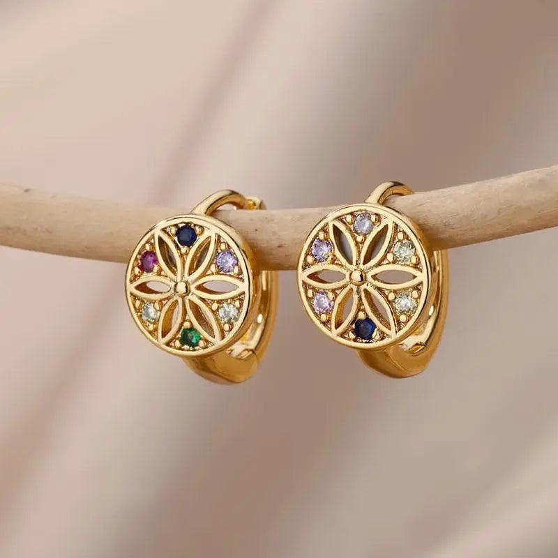 Brincos de Argola com Zircônia Arco-Íris - Luxo e Estilo - Dorelle Joias