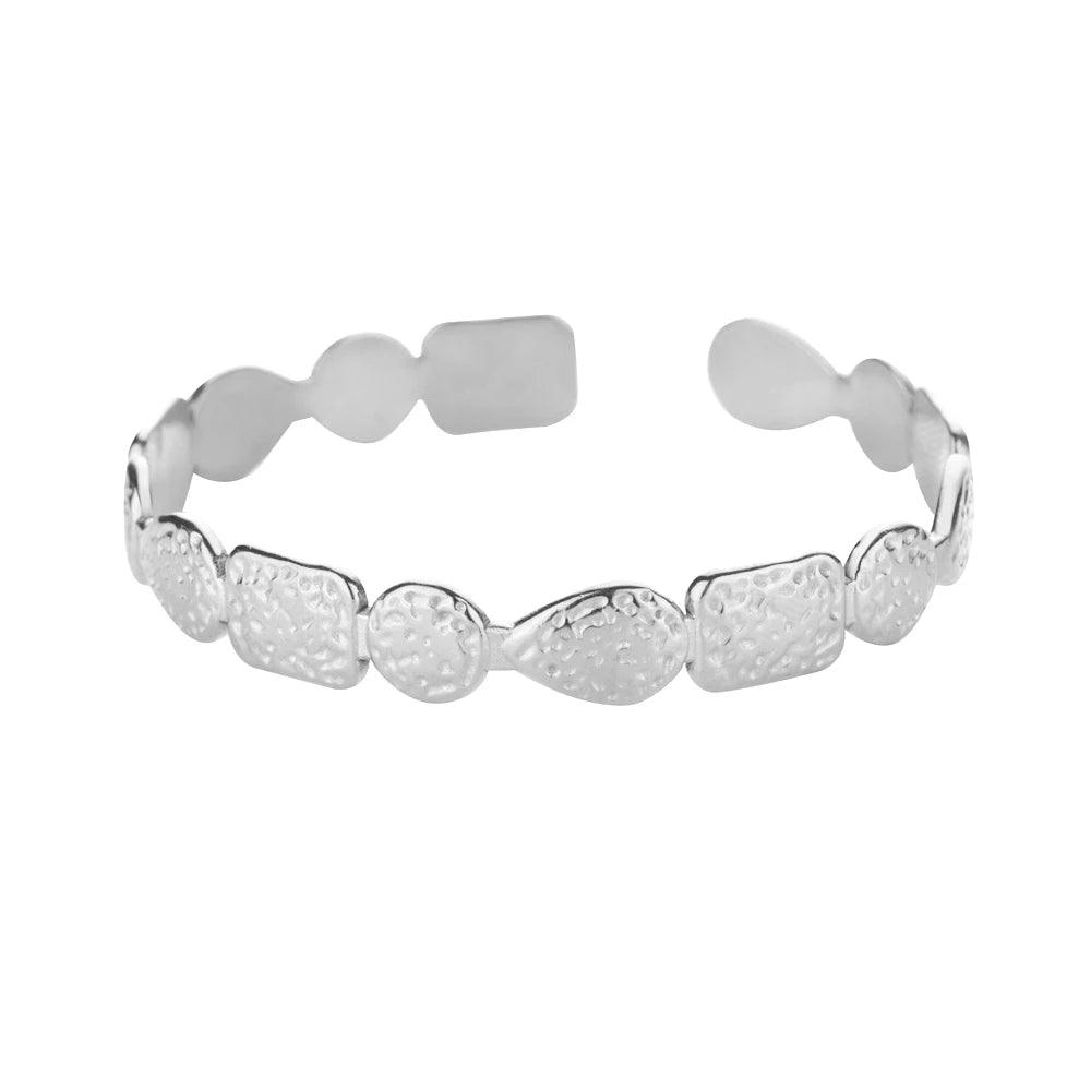Pulseira Geométrica Dourada em Aço Inoxidável - Elegância Vintage - Dorelle Joias