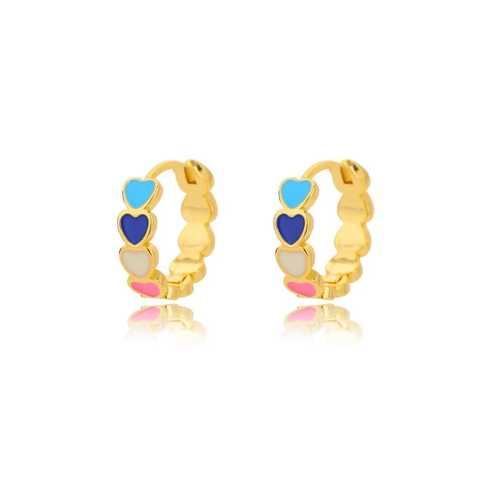 Brincos de Argola com Zircônia Arco-Íris - Luxo e Estilo - Dorelle Joias