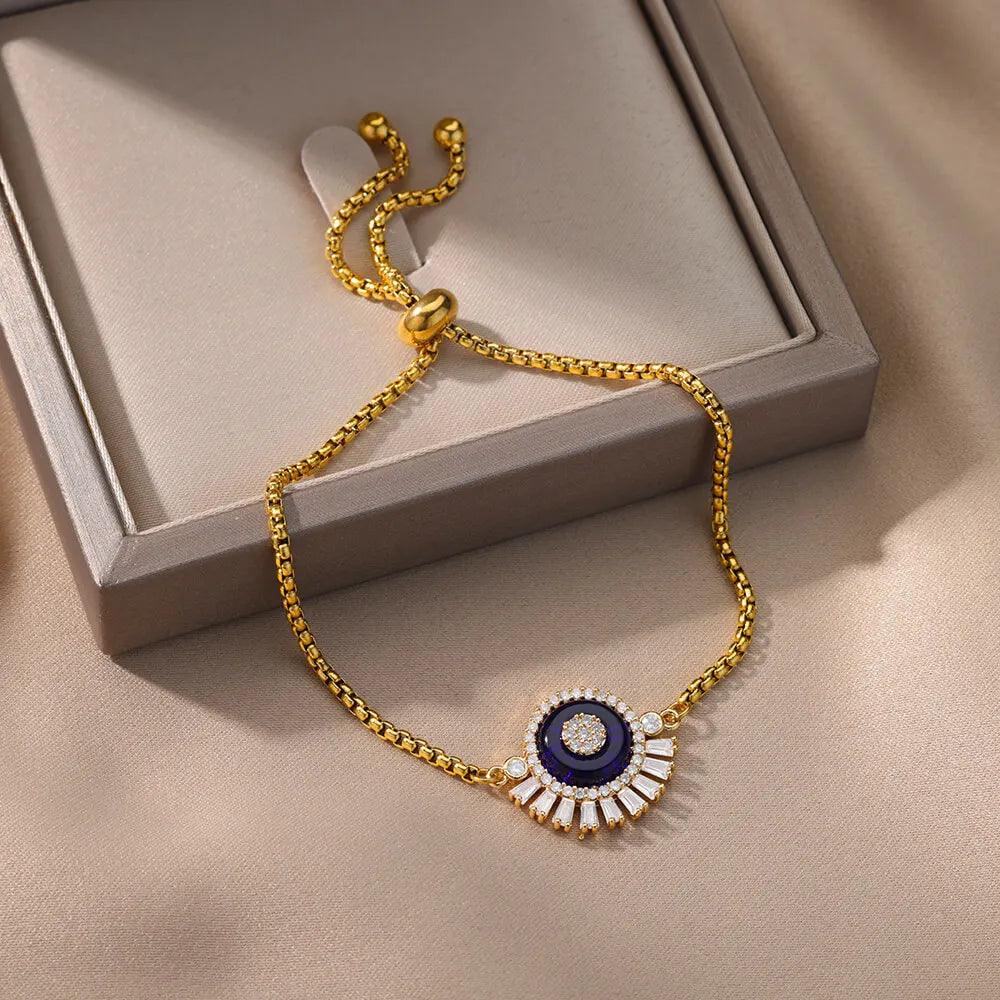 Pulseira Dourada Lucky Evil Eye com Zircão - Dorelle Joias