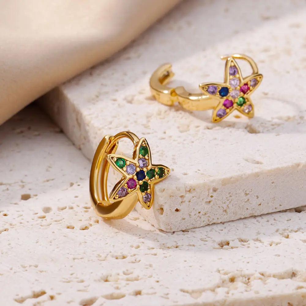 Brincos de Argola com Zircônia Arco-Íris - Luxo e Estilo - Dorelle Joias