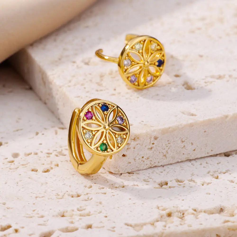 Brincos de Argola com Zircônia Arco-Íris - Luxo e Estilo - Dorelle Joias