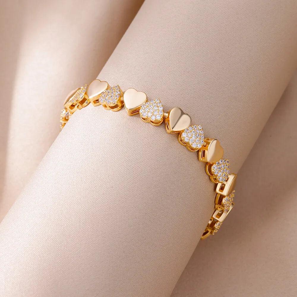 Pulseira de Coração com Zircônia - Luxo e Charme - Dorelle Joias