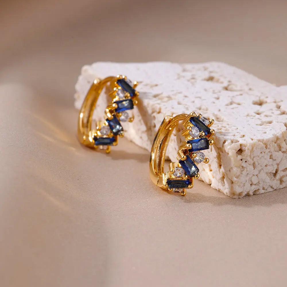 Brinco de Aço Inoxidável com Zircônia Arco-Íris - Dorelle Joias