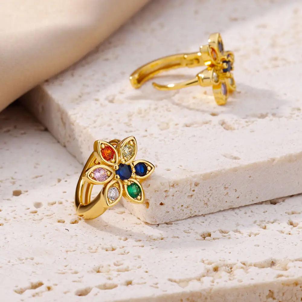 Brincos de Argola com Zircônia Arco-Íris - Luxo e Estilo - Dorelle Joias