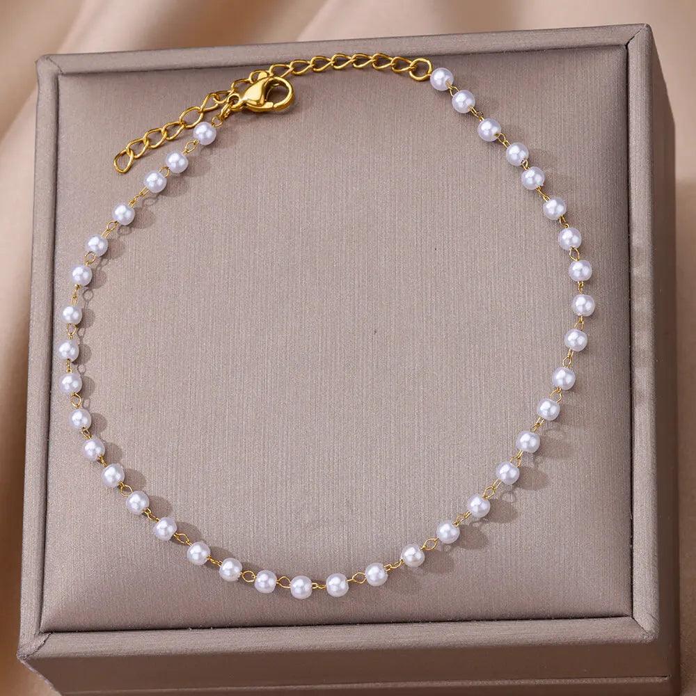 Pulseira de Pérolas e Aço Inoxidável - Elegância Moderna - Dorelle Joias