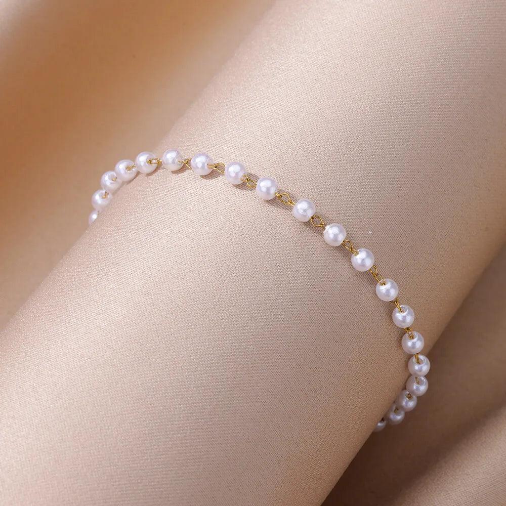 Pulseira de Pérolas e Aço Inoxidável - Elegância Moderna - Dorelle Joias