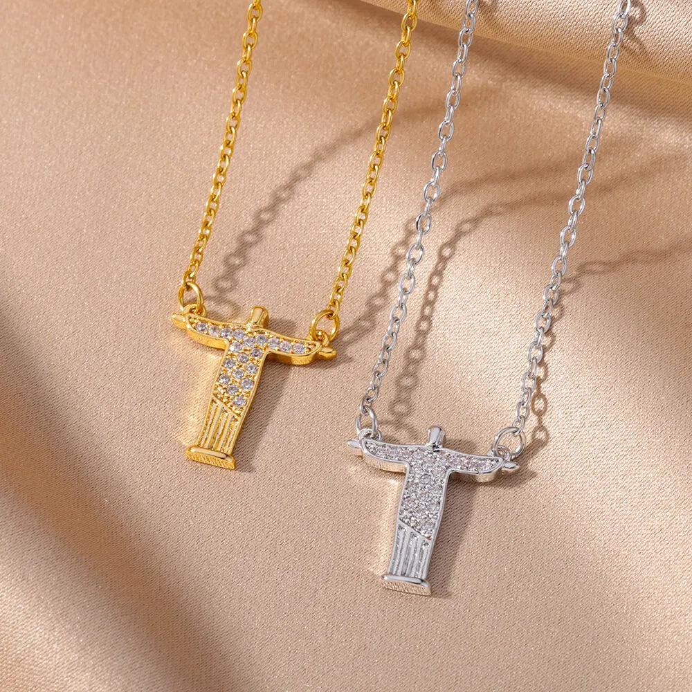 Colar Cristo de Zircão Unissex em Aço Inoxidável - Dorelle Joias