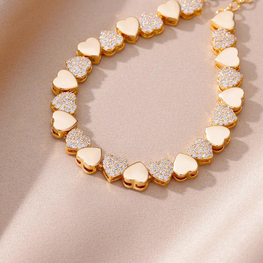Pulseira de Coração com Zircônia - Luxo e Charme - Dorelle Joias