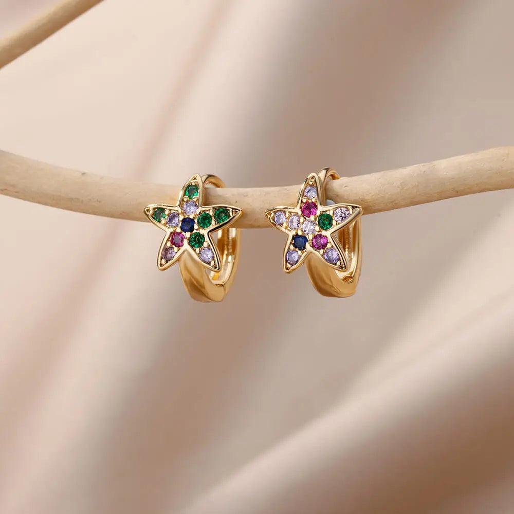 Brincos de Argola com Zircônia Arco-Íris - Luxo e Estilo - Dorelle Joias