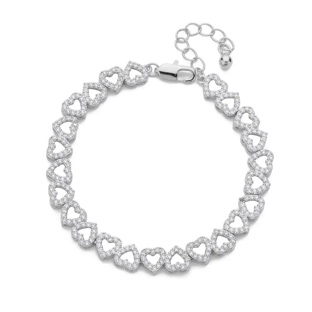 Pulseira de Coração com Zircônia em Aço Inoxidável - Dorelle Joias