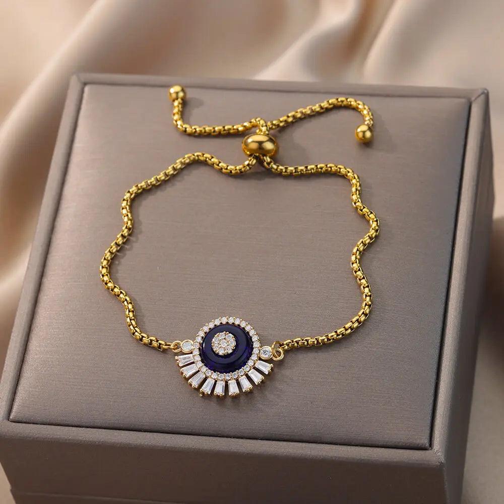 Pulseira Dourada Lucky Evil Eye com Zircão - Dorelle Joias