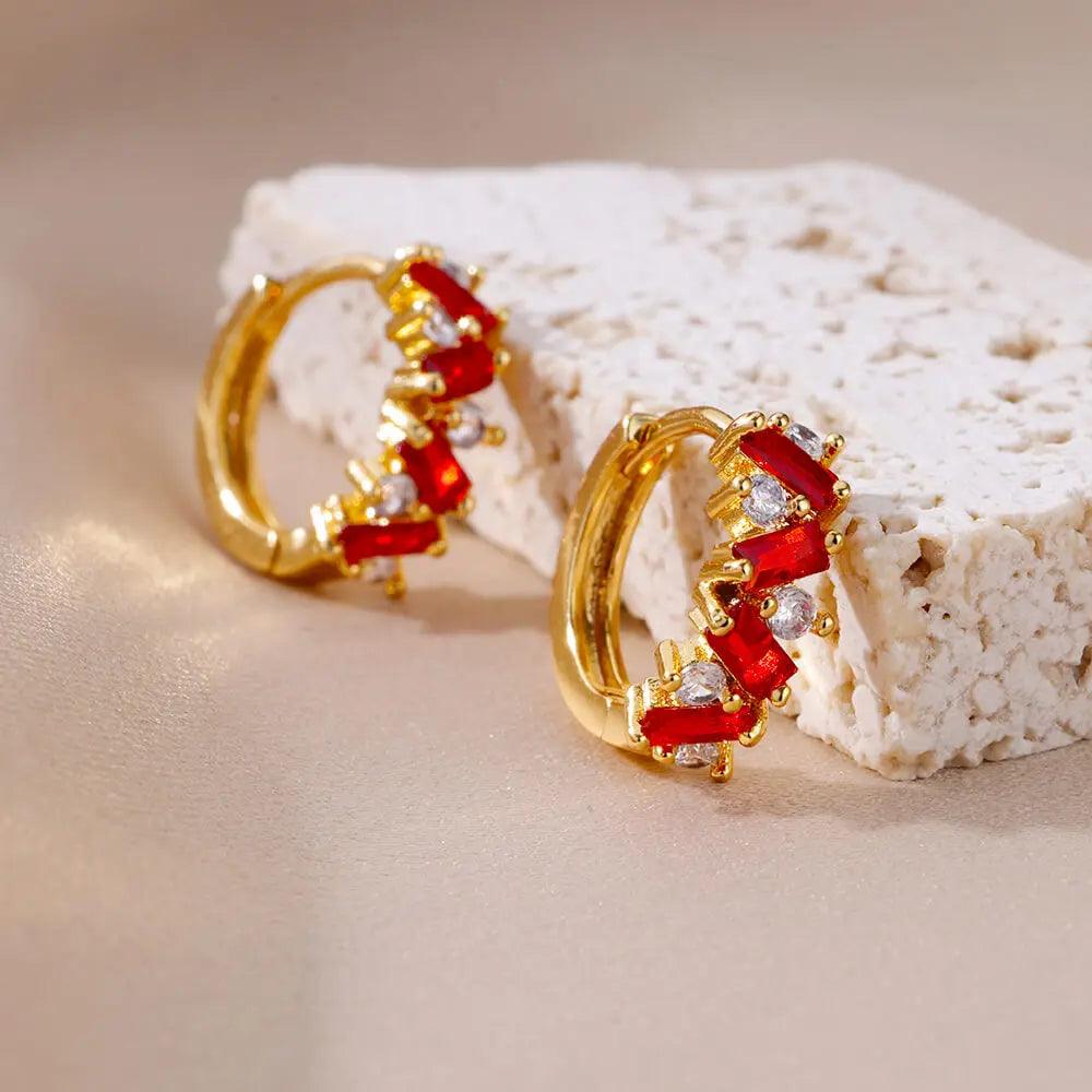 Brinco de Aço Inoxidável com Zircônia Arco-Íris - Dorelle Joias