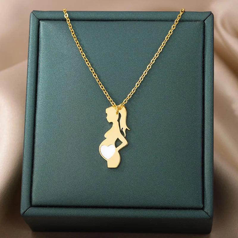 Colar Amuleto de Aço Inoxidável Dourado para Mães - Dorelle Joias