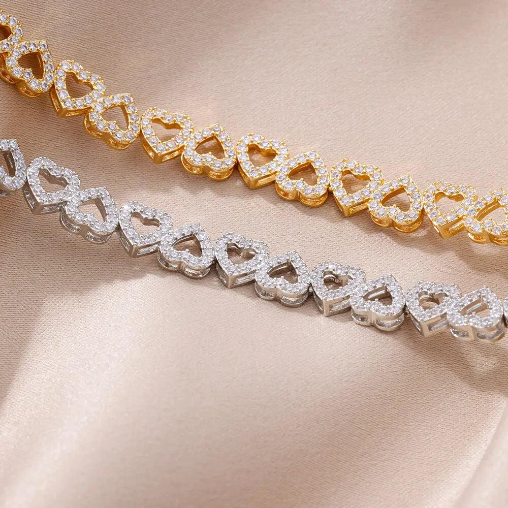 Pulseira de Coração com Zircônia em Aço Inoxidável - Dorelle Joias