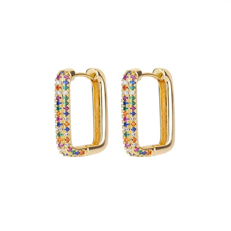 Brincos de Argola com Zircônia Arco-Íris - Luxo e Estilo - Dorelle Joias
