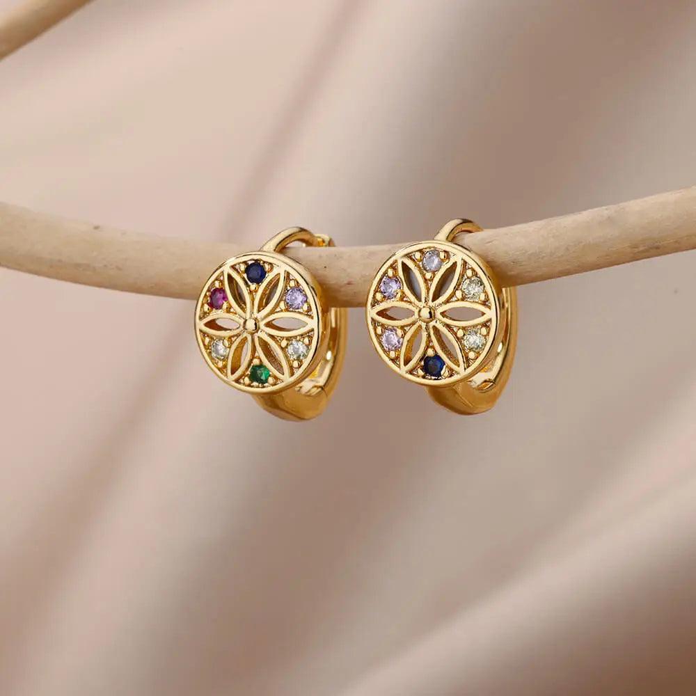 Brincos de Argola com Zircônia Arco-Íris - Luxo e Estilo - Dorelle Joias