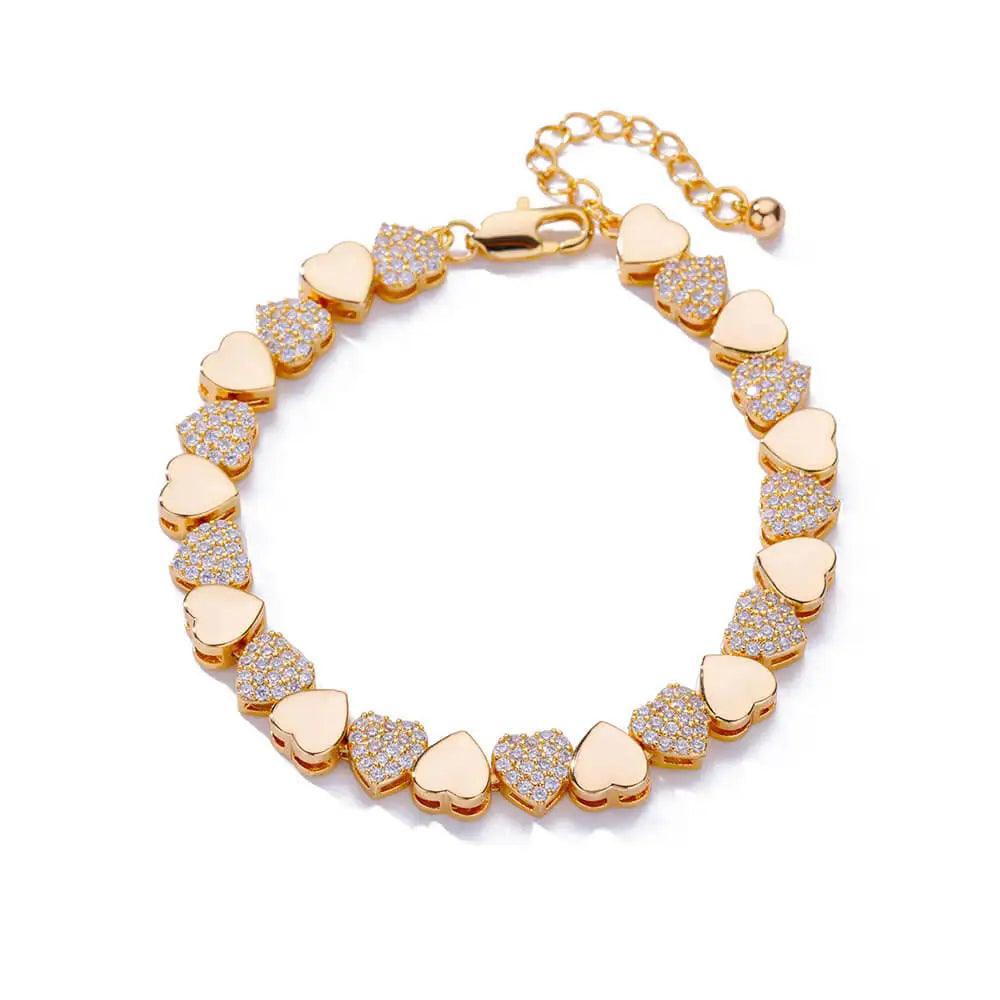 Pulseira de Coração com Zircônia - Luxo e Charme - Dorelle Joias