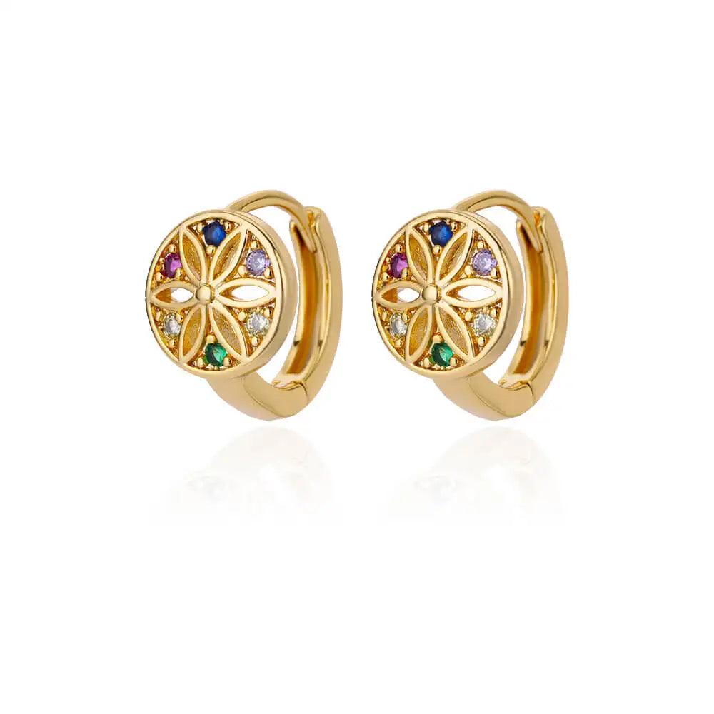 Brincos de Argola com Zircônia Arco-Íris - Luxo e Estilo - Dorelle Joias