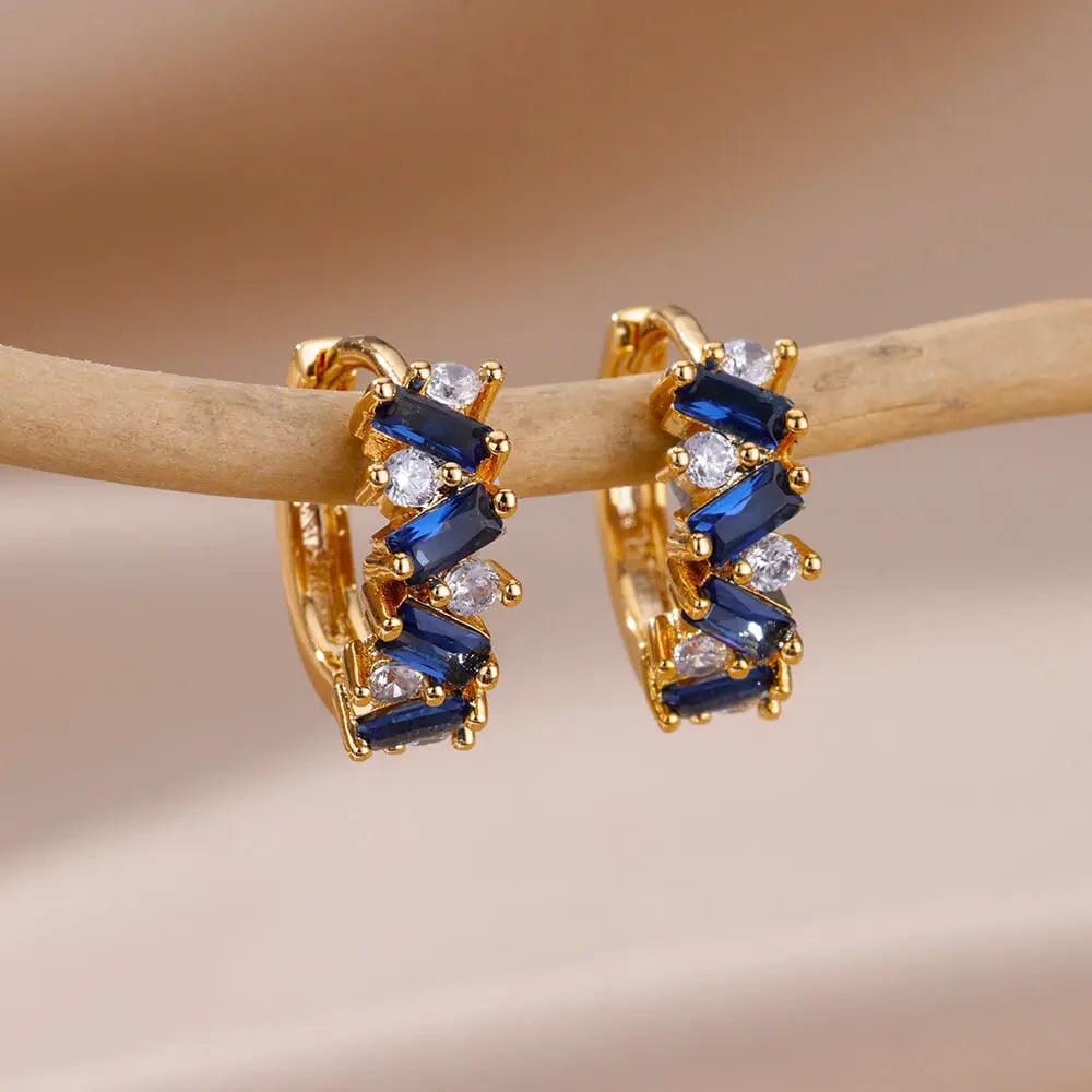 Brinco de Aço Inoxidável com Zircônia Arco-Íris - Dorelle Joias
