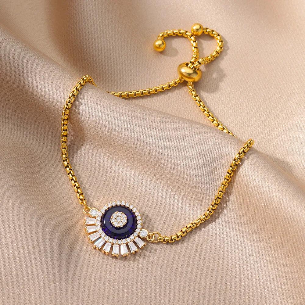 Pulseira Dourada Lucky Evil Eye com Zircão - Dorelle Joias