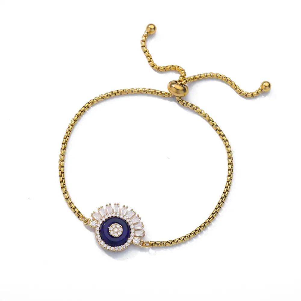 Pulseira Dourada Lucky Evil Eye com Zircão